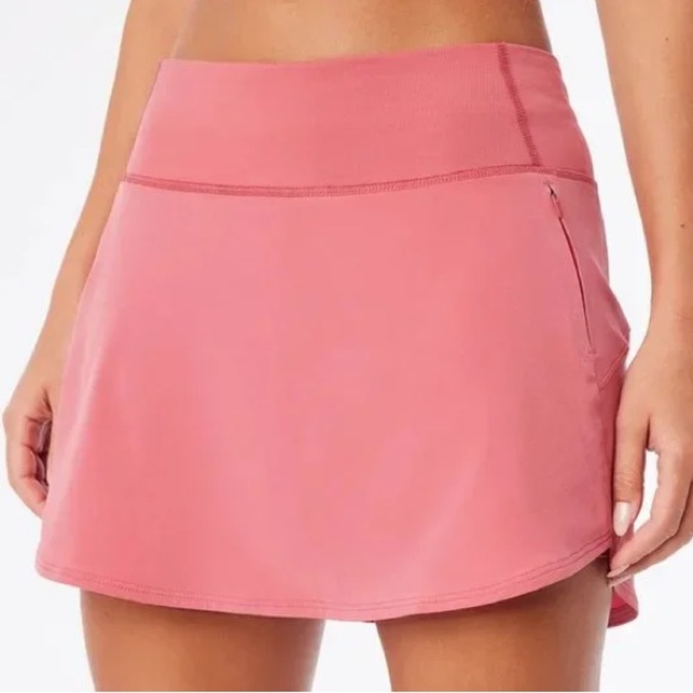 Outdoor Voices Pink Coral Stretch Athletic Pockets Mini Skirt Skort EUC Size XL